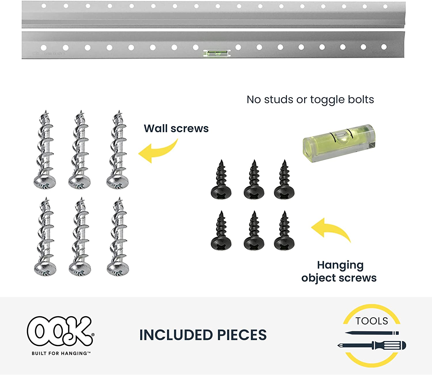 OOK 533212 French Cleat Mirror and Picture Hangers with Hardware, 200Lb, Aluminum (13 Piece) image number 4