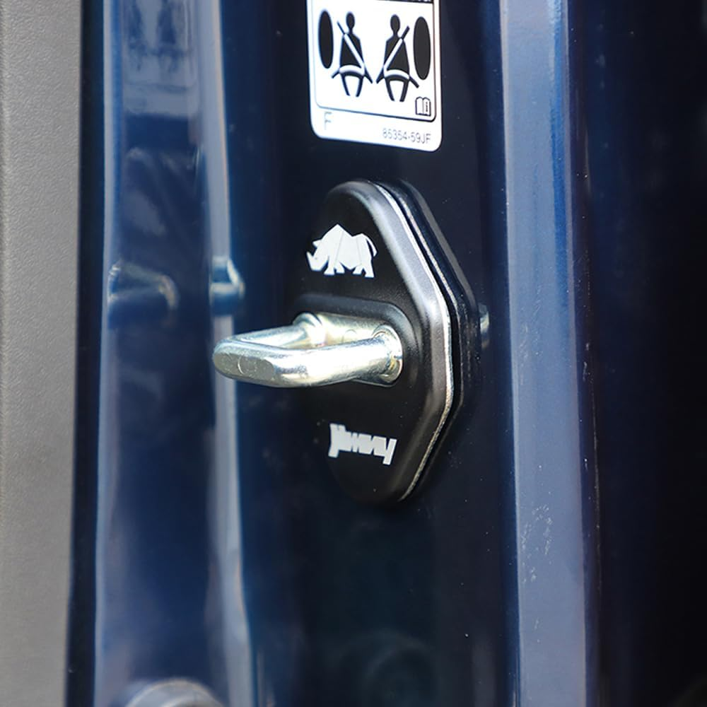 For Jimny Door Lock Cover, Aluminum Alloy Car Door Lock Latches Cover Protector Compatible with Suzuki Jimny 2019 2020 2021 2022 2023 Car Accessories (B, Black) image number 2