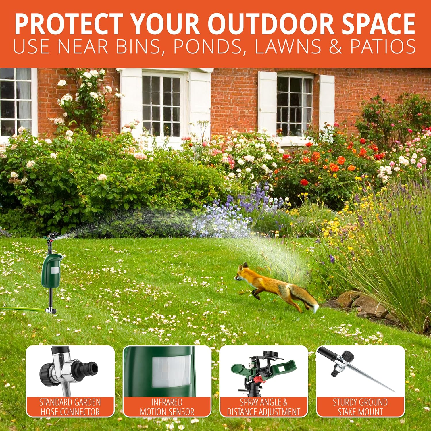 Ratkil Animal Repeller with Water Spray &ndash; Motion Activated Sprinkler for Garden Perfect as a Cat Repeller, Pigeon Deterrent, Fox Repellent & Bird Scarer &ndash; Chemical Free Pest Control for Gardens image number 1