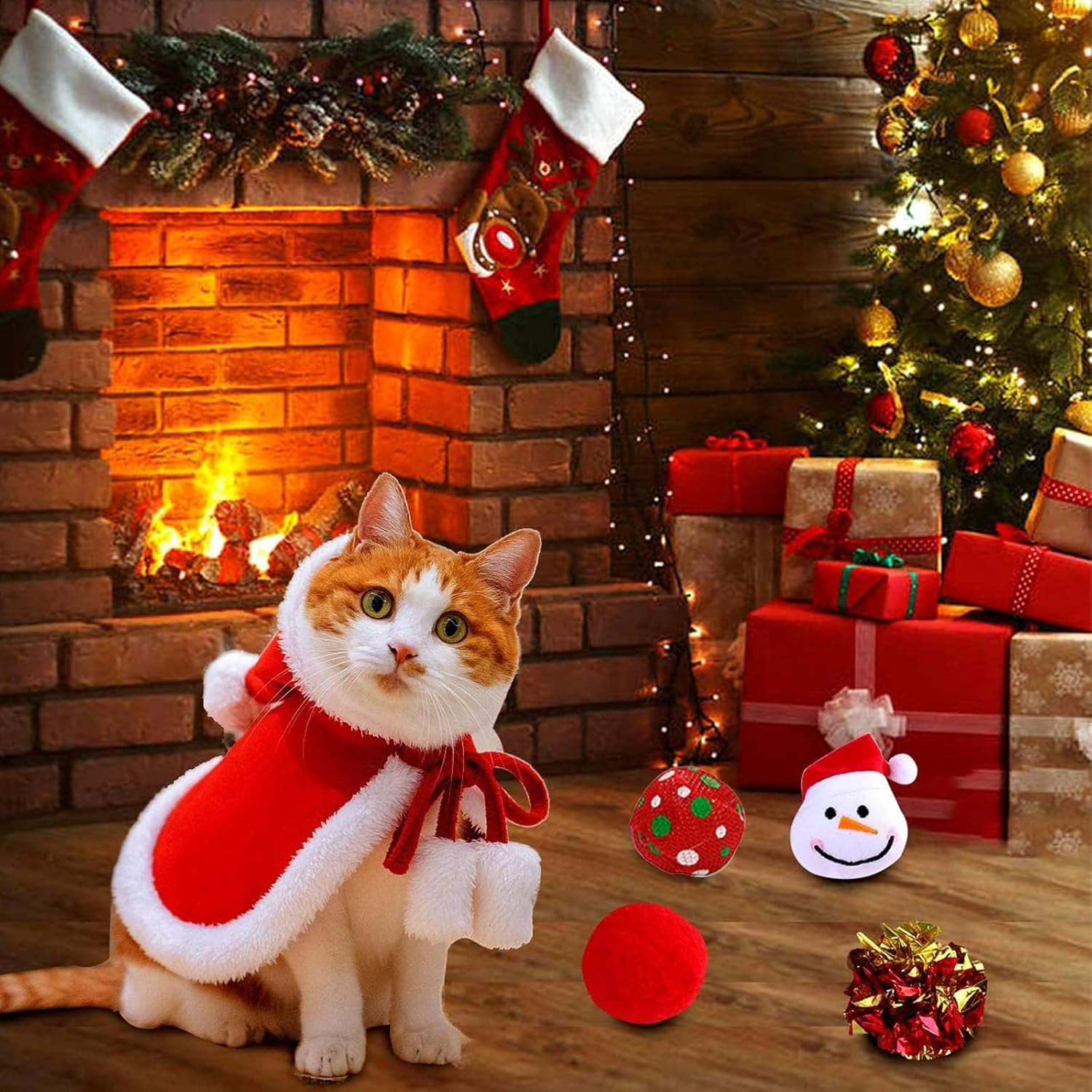 Septillar Cat Toys,10 PCS Cat Christmas Stocking Gift Set,Cat Toys for Indoor Cats Interactive Pet Cat Assorted Toys with Crinkle Ball Mice X-Mas Gifts Set for Kitten Kitty