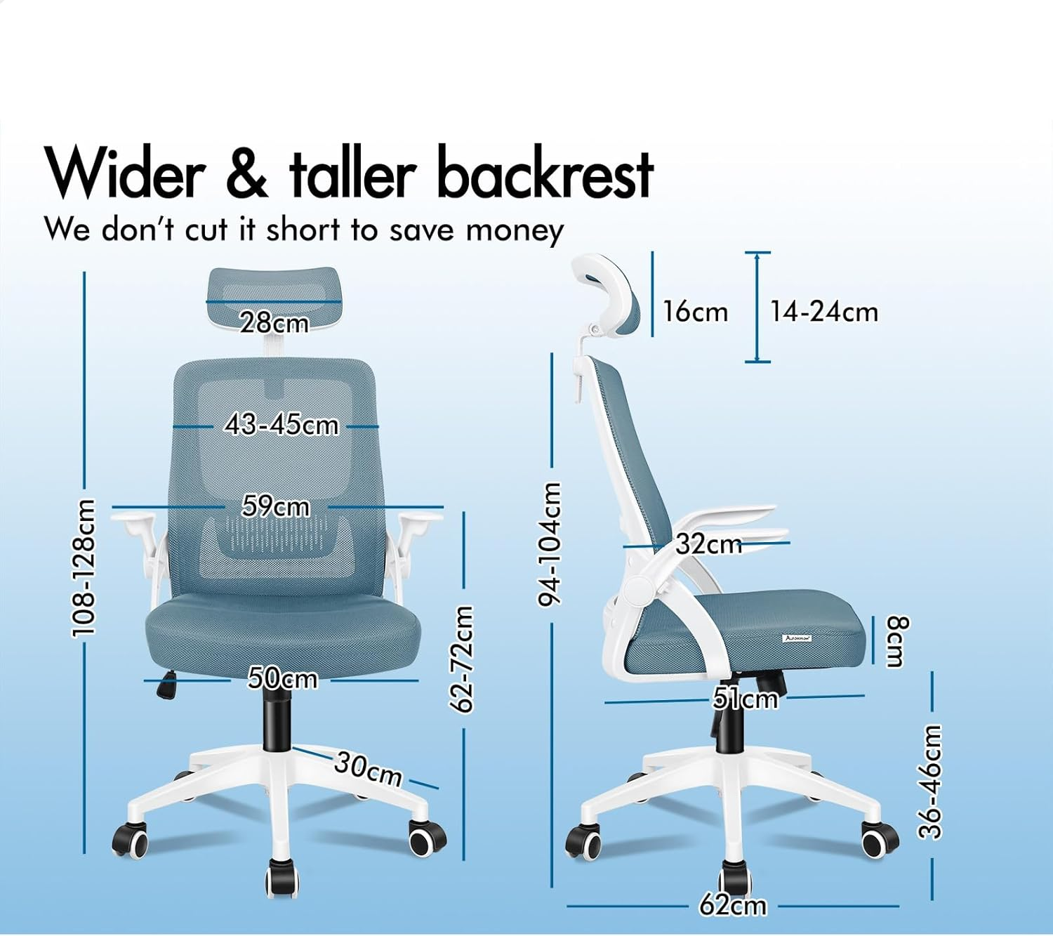 ALFORDSON Office Chair Mesh Computer Chair Swivel Executive Desk Chair with Adjustable Headrest and Armrest Arco Series(Blue) image number 1