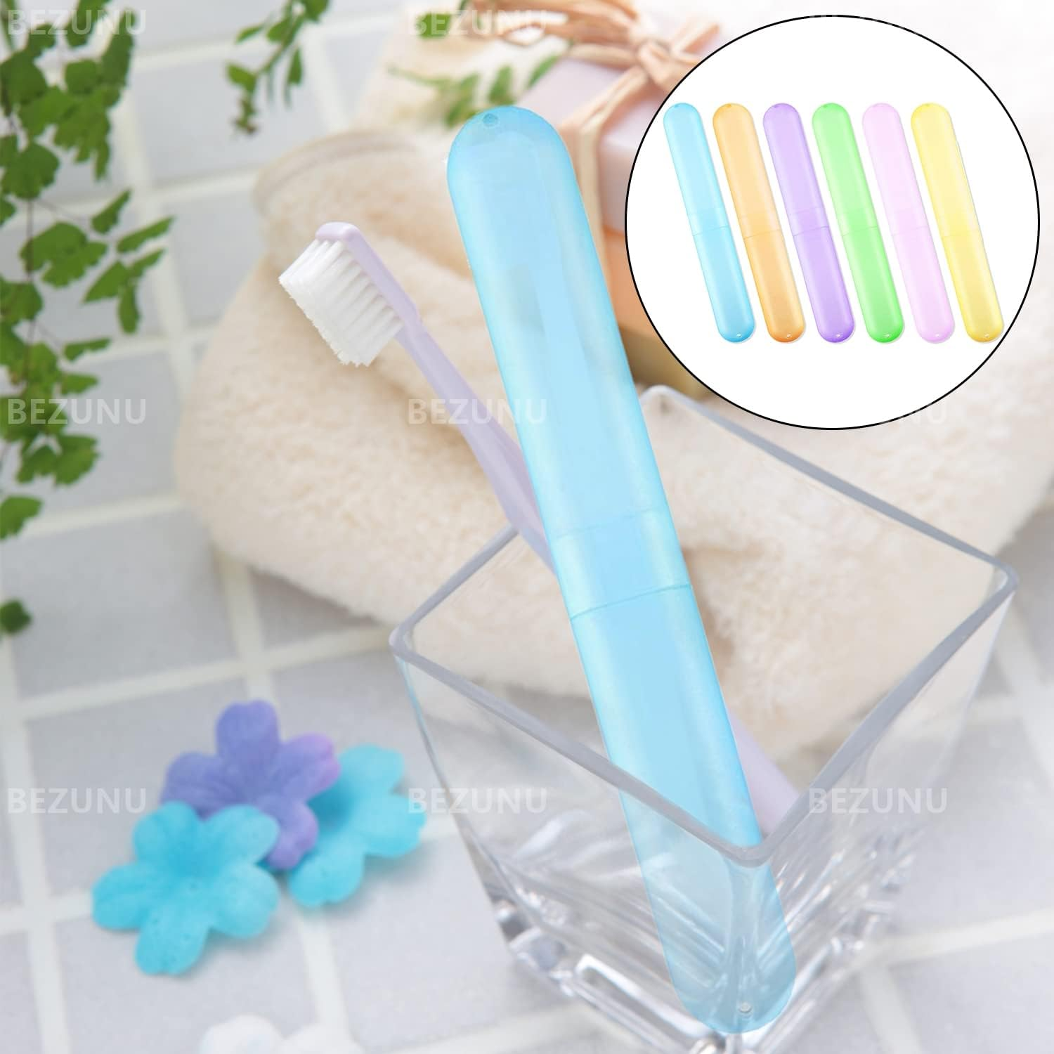 Travel Toothbrush Case, 6 Pcs Toothbrush Dust Cover Storage Box Toothbrushes Holder for Travel, Storage, Camping (6 Colors) image number 2