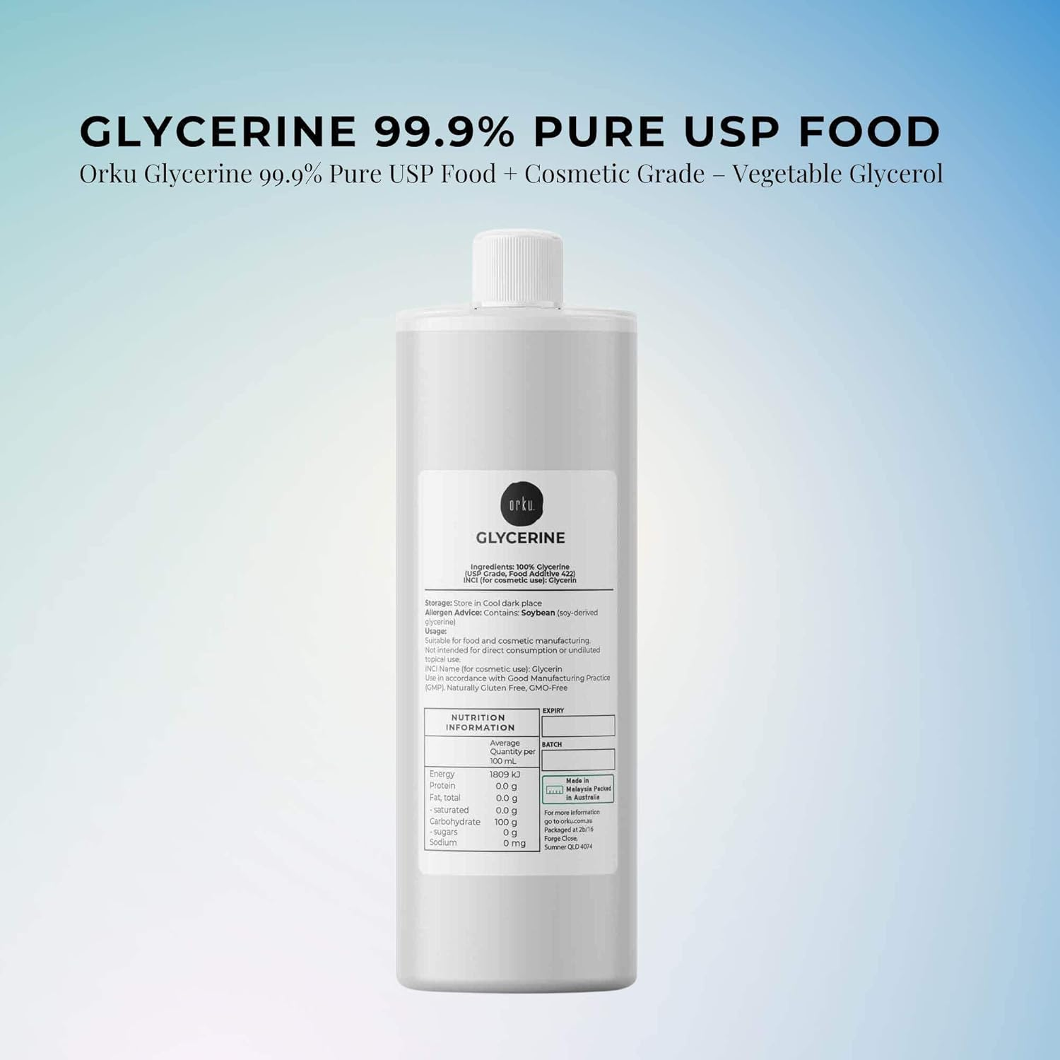 1L Glycerine Refined USP 99.9% Glycerol Pharmaceutical Vegetable Soybean Rapeseed image number 5