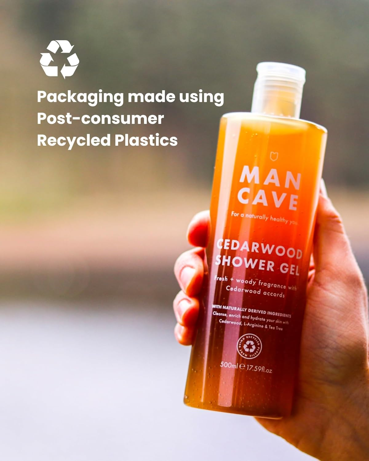 Mancave Cedarwood Shower Gel for Men, Fresh Woody Aroma with Eucalyptus and Pine Needle, Sulphate and Paraben Free, Natural, Vegan, Cruelty Free, 500 Ml image number 5