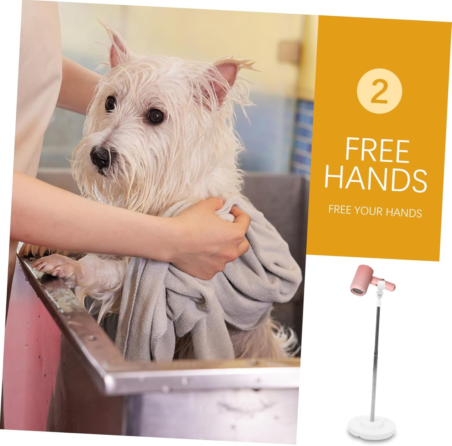 DONFAMDS Adjustable Hands Pet Hair Dryer Stand Floor Holder with Clamp Stable Freestanding Rack for Dog Cat Grooming Efficient Grooming Tool image number 2