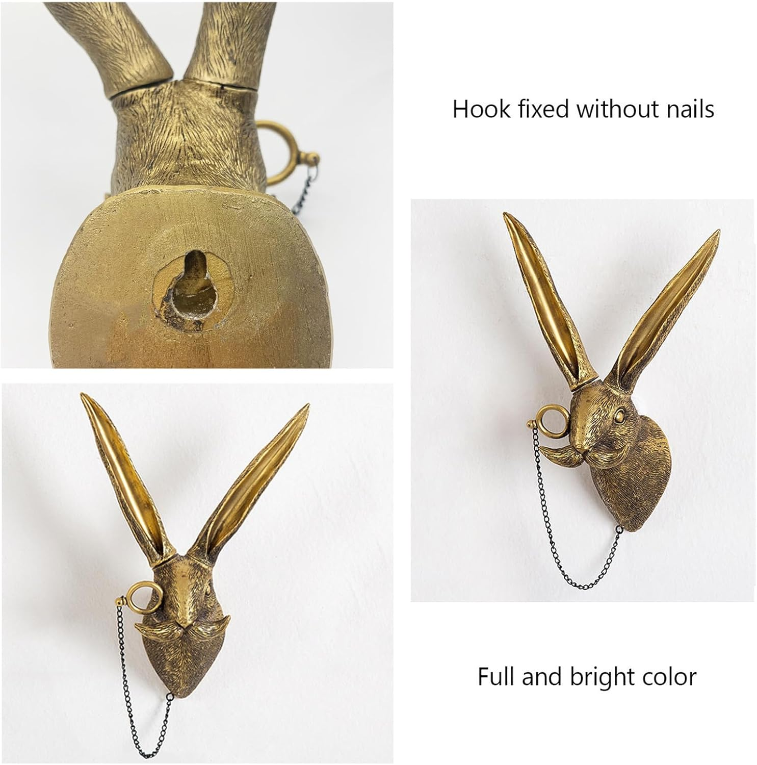 Animal Heads Wall Decor, Faux Deer Head Mount, Animal Sculptures Wall Decor, Resin Animal Head Wall Hanging Decoration for Living Room Bedroom Kitchen Gift,Rabbit - Bear image number 6