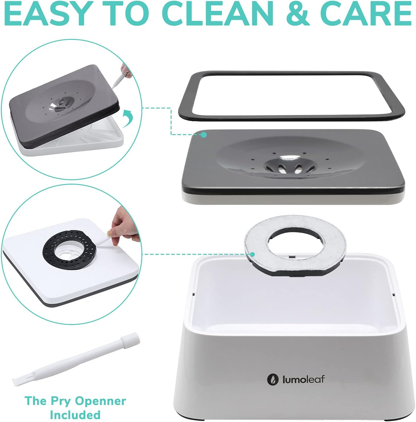 Lumoleaf No Spill Water Bowl for Dogs with Filter, 70Oz/2L, Slow Feeder for Messy Drinkers, Drip-Free & Splash-Proof Design (Grey, 70 Fl Oz) (Grey 70 Fl Oz) image number 4