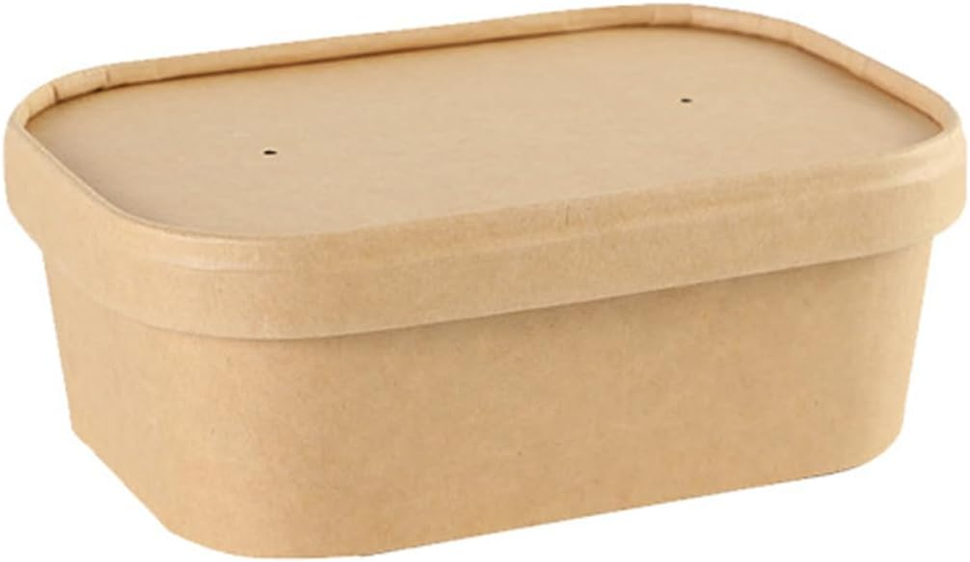 AIMALL 50Pcs Kraft Paper Lunch Boxes - Disposable Picnic & Camping Food Containers - Microwave Safe, Leakproof & Thickened for Fast Food, Fruit Bowls, Takeout & Tableware - 580Ml, 650Ml, 750Ml, 1000Ml