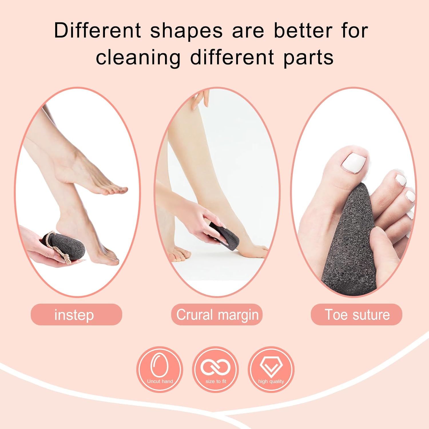 SAMEBUTECO Natural Volcanic Pumice Stone for Feet Pumice Cleaning Stone for Sole of the Foot,Edges of the Foot,Toe Seams Deep Clean,Foot Scrubber for Dead Skin Remover 3 Shapes