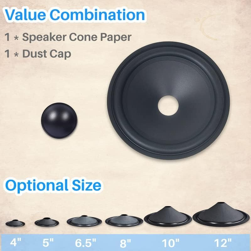 Kalevel Speaker Cone Paper Cone Woofer 8 Inch Subwoofer Speaker Audio Speaker Cone with Rubber Surround Subwoofer Dust Cap image number 2