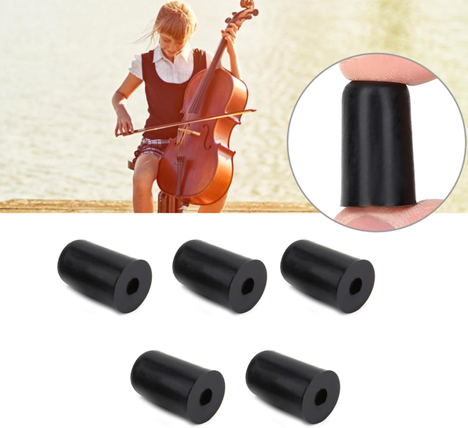 Rubber Tip, 4Pcs Black Endpin Rubber Tip for Cello Endpin, Non Slip Bass Endpin Protector Lightweight Small Rubber Tip Stopper, Rubber End Cap, Practical Instrument Protector