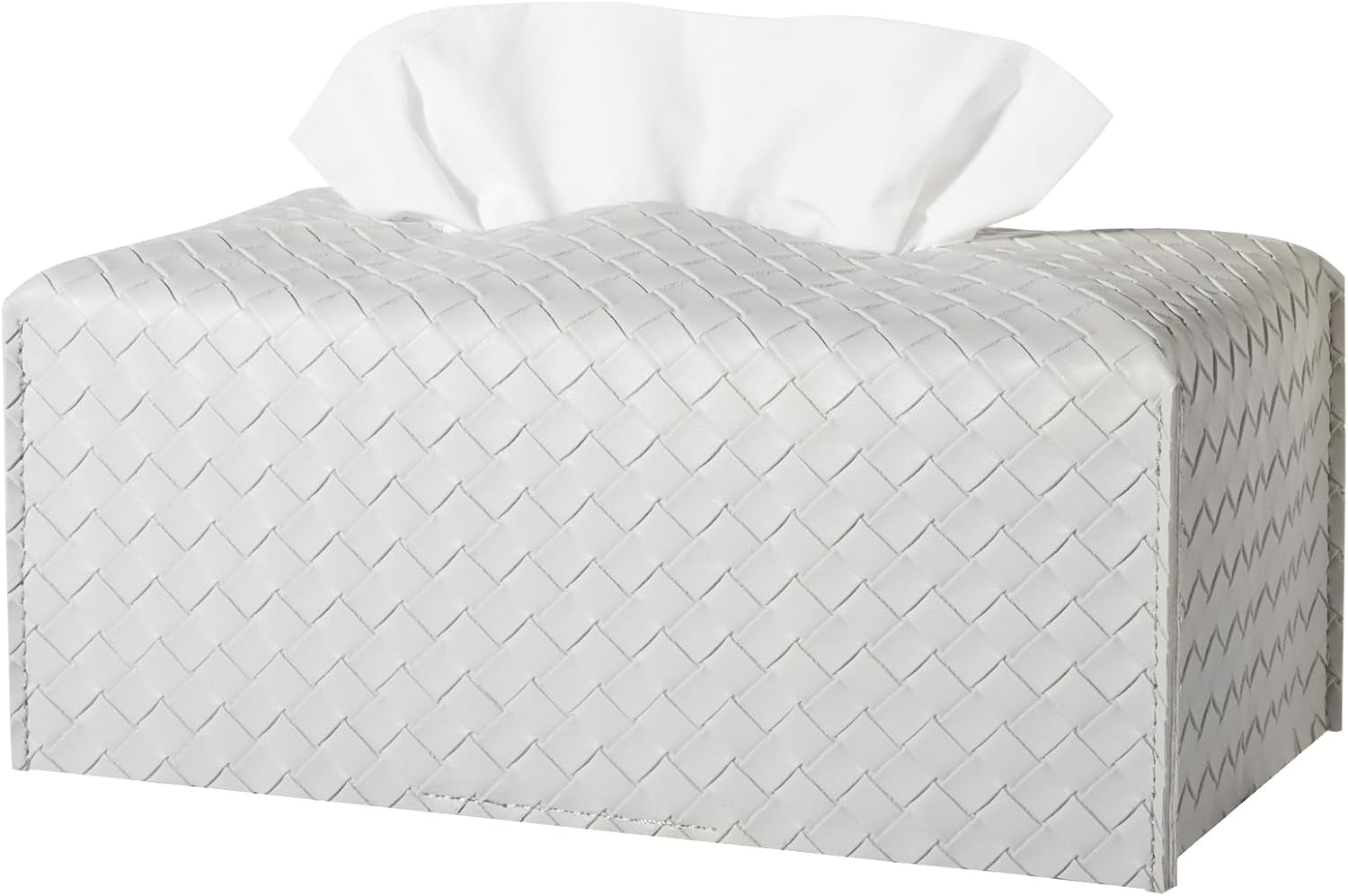 Tissue Box Cover PU Leather Tissue Holder Square Facial Tissue Case Facial Paper Organizer Dispenser for Bathroom, Vanity Countertop, Tabletop, Car, Rectangle, Misty Gray image number 3