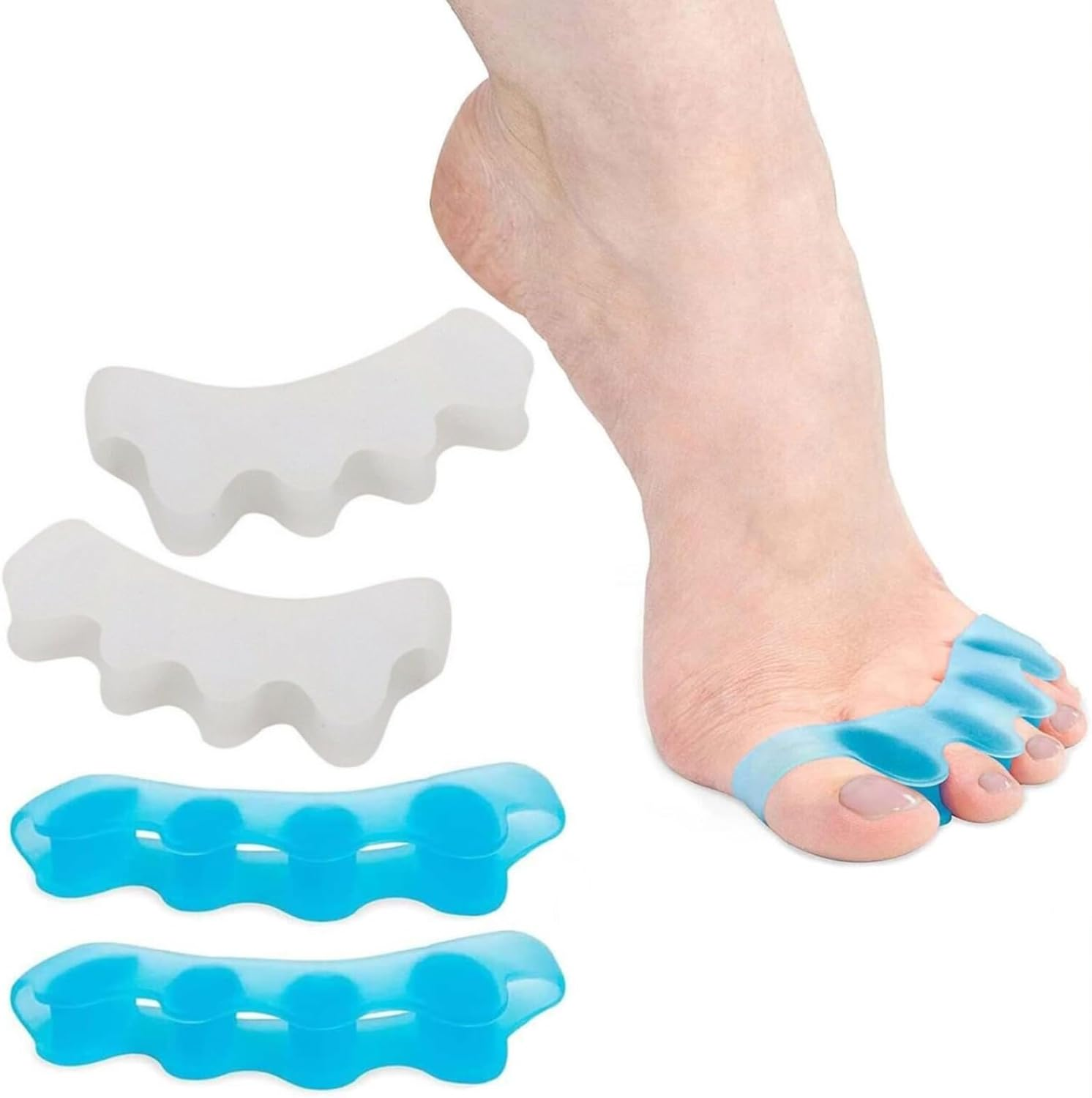 Gel Toe Separator, MH MOIHSING Toe Spacers Rubber Toe Stretchers Used for Sports Activities, Yoga Practice & Running for Men and Women Bunion Pain Relief Toe Straightener Achilles Stretcher (2 Pair)