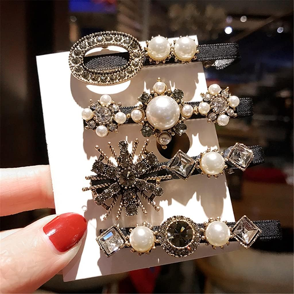 Crystal Hair Accessories,Clips Hairpins,Clip Plate,Pearl Hairpin Retro Hairpin Female Liu Seaside Clip Girl Korean Version Word Clip image number 2