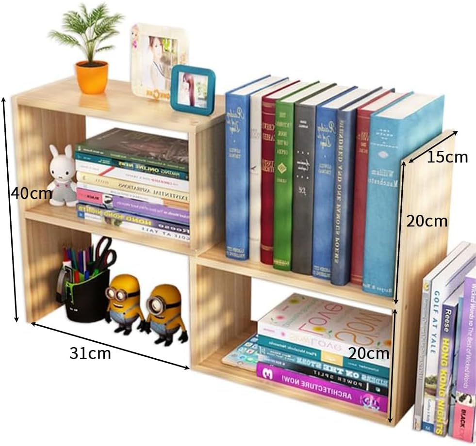 TOMVAES Desktop Bookcase, Office Storage Rack, Adjustable Book Shelf, Desk Organizer Set for Home Office, Living Room, Bedroom (Wood) (Walnut) image number 1