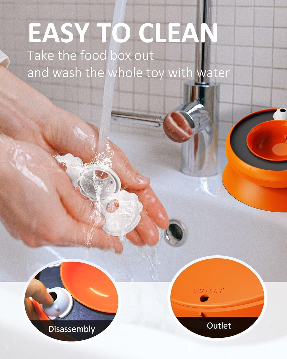 Cat Slow Feeder, Raised Cat Dog Food Bowls with Stand,Interactive Puzzle Toy Cat Puzzles Feeder Rotating Slow Feeder,Non-Slip Food Bowls Slow Eating Cat Feeder Preventing Choking (Orange) image number 4