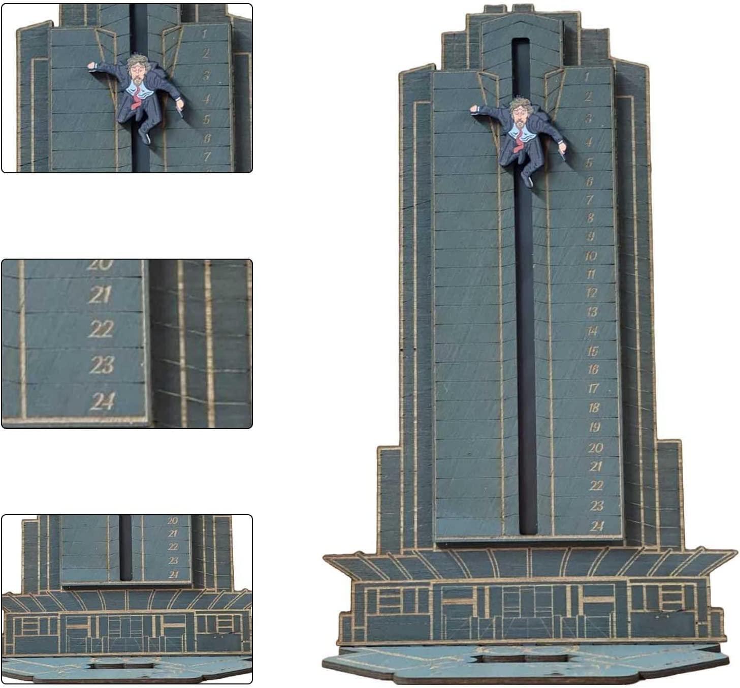 Christmas Advent Calendar, Desktop Wooden Decorations, Deadly Advent Calendar, Hans Gruber Dropped Nakatomi Plaza, Christmas Countdown Calendar (Blue) image number 4