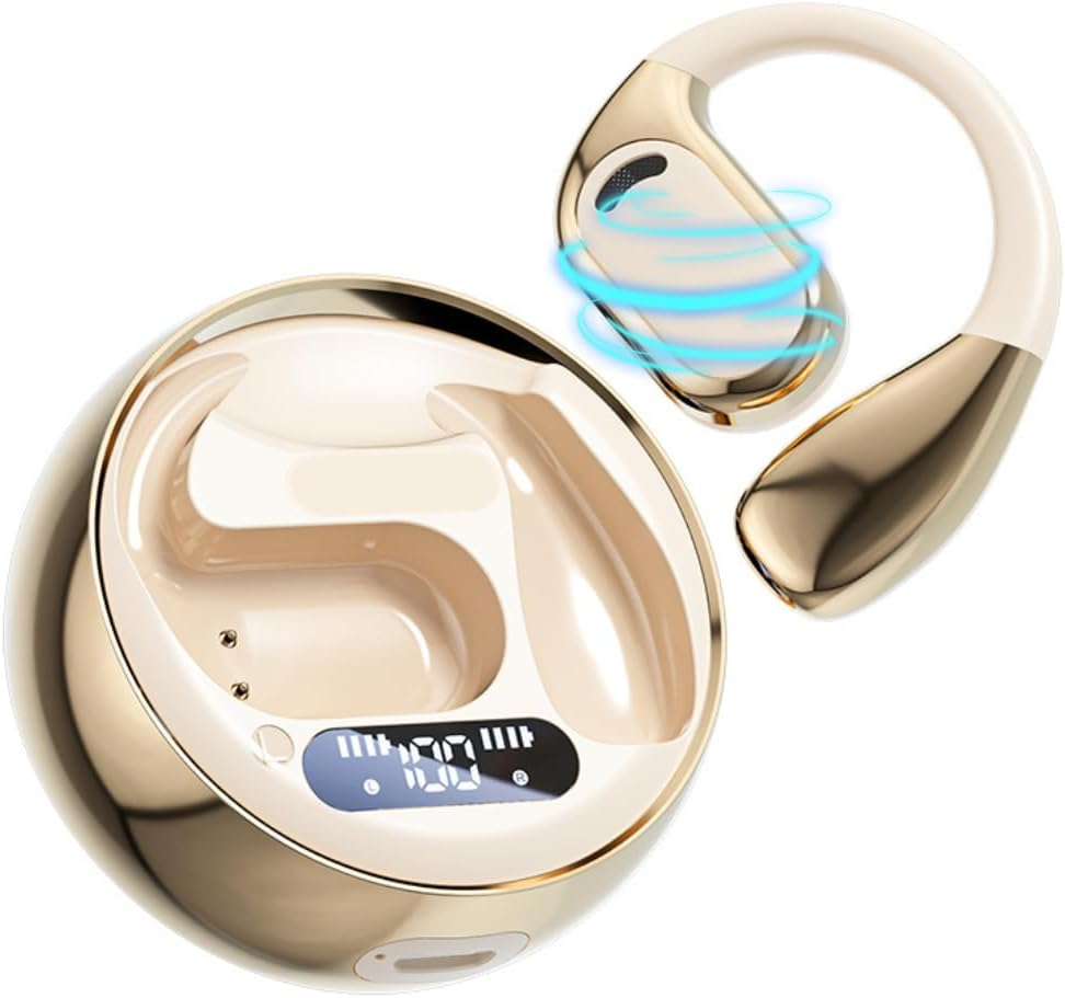 Wireless Earbuds, Bluetooth 5.4 Earphones, Open-Ear Headphones, Hi-Fi Stereo Deep Bass, Sweatproof Sports Ear-Hook Design, Secure Fit for Running, Gym, Work, 72H Playtime, LED Power Display (Skin) image number 5