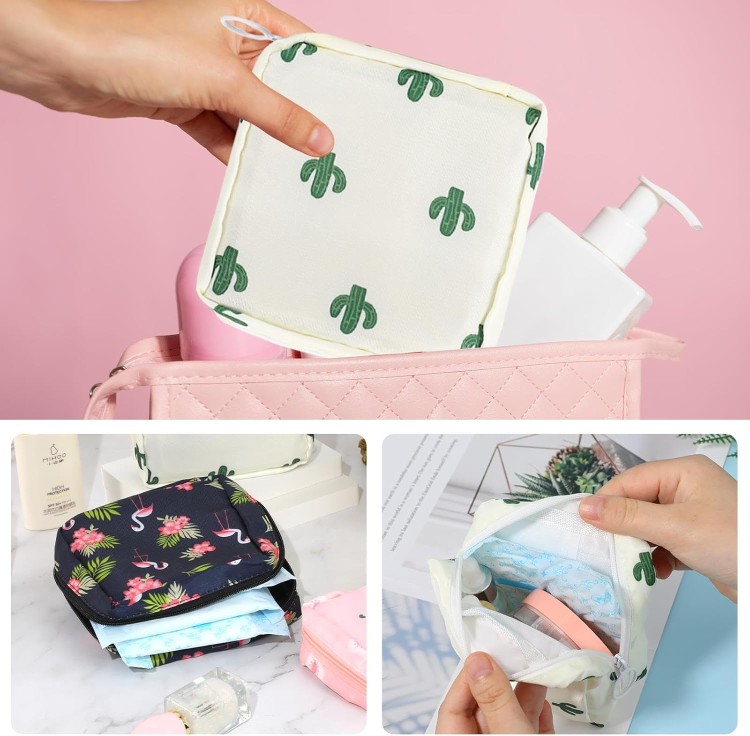 KALIONE 4Pcs Sanitary Napkin Pad Pouch, Period Bag Period Pouch,Tampon Storage Pouch, Portable Reusable Menstrual Pads Bags for Women Teen Girls, Tampons Holder, Pad Bag, Feminine Care - Set E (4Pcs) image number 6