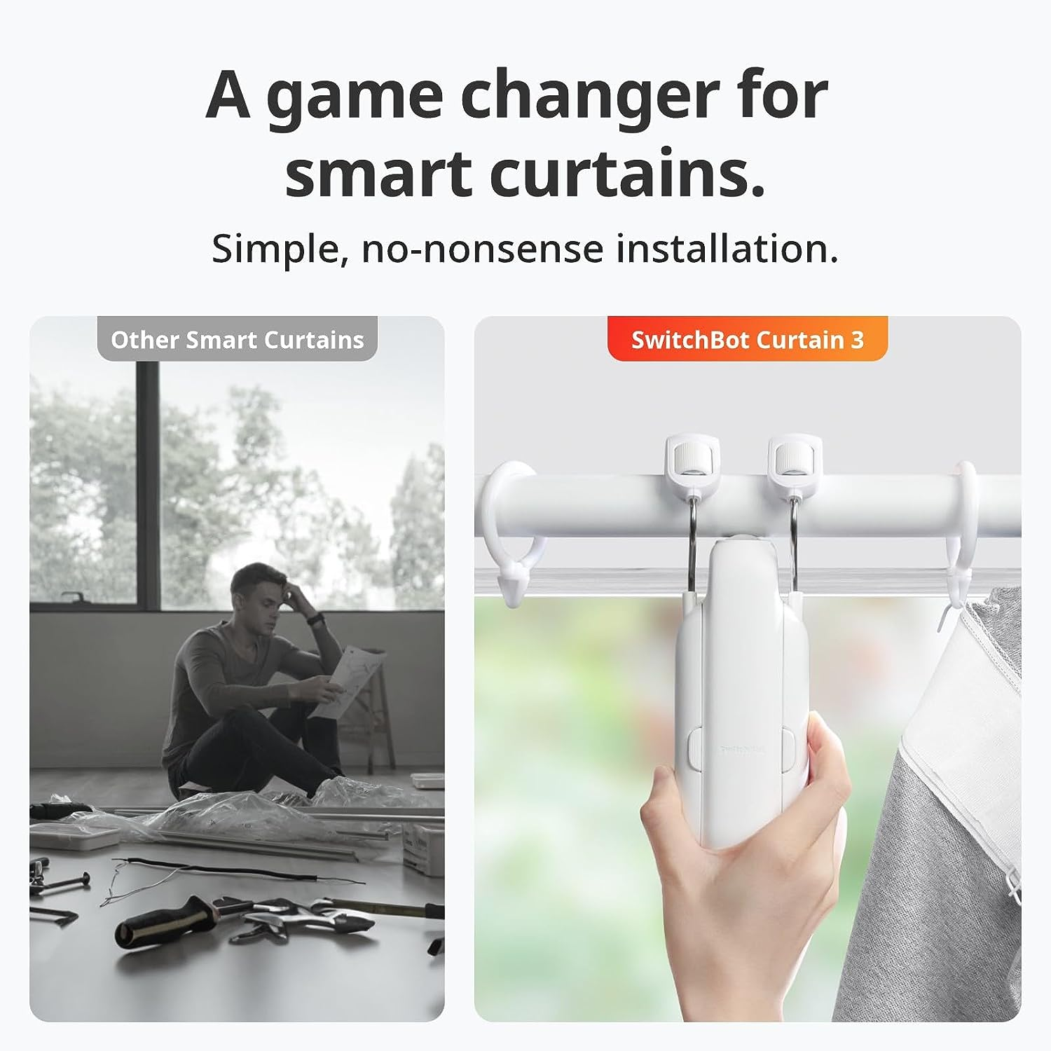 Switchbot Automatic Curtain Opener - Bluetooth Remote Control Smart Curtain with App/Timer, Upgraded High-Performance Motor, Add Switchbot Hub to Work with Alexa, Google Home, Homekit (Curtain 3, Rod) image number 2