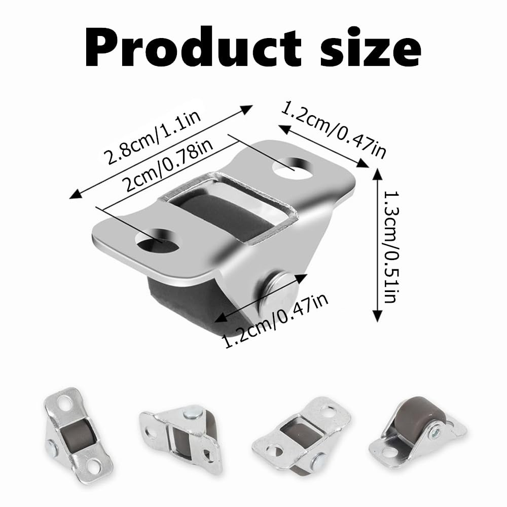 Kastetards 8 Pcs Mini Caster Wheels, Small Fixed Caster Wheels with Screws,Low Profile Single Direction Tiny Wheels for Furniture Small Appliances Cart Drawer Storage Box & Bins image number 4