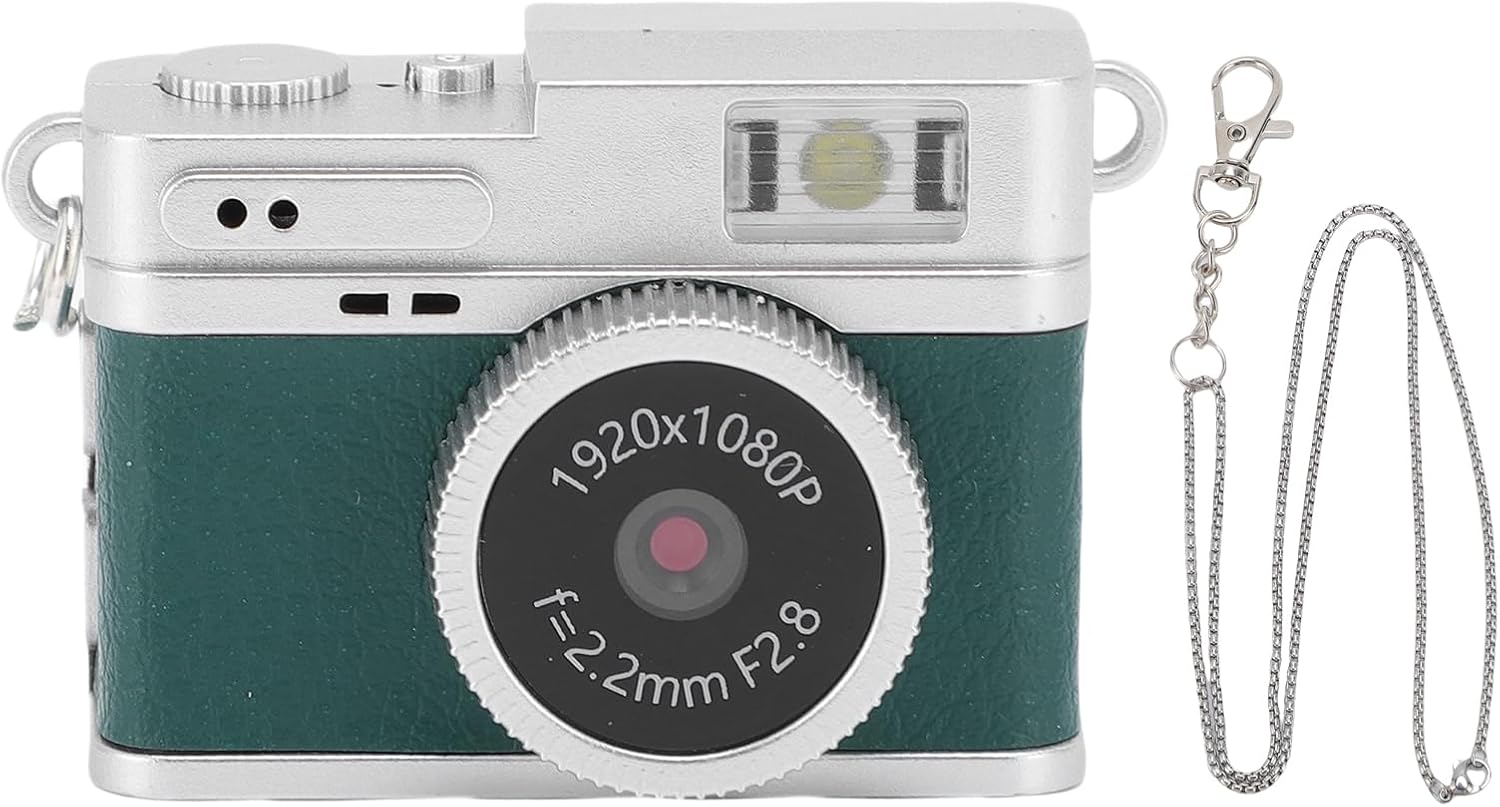 Dpofirs Mini Keychain Camera, 1080P Small Retro Camera for Photo Video Travel Vlog, Built in 4 Filters, 0.96" HD Screen, 128GB Expandable (Brown)