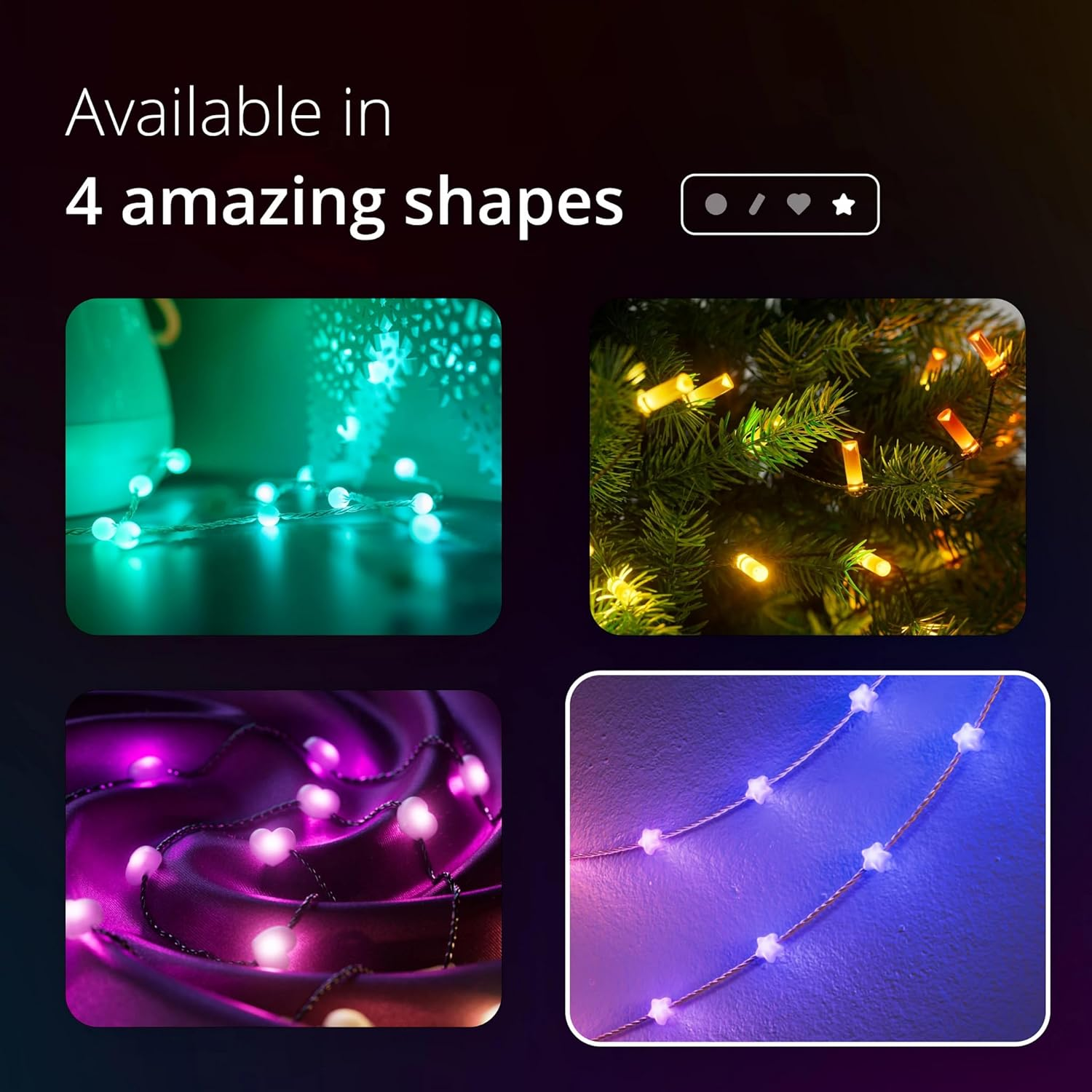 Twinkly Strings AUB-C &ndash; 100 Star-Shaped RGB Leds, Clear Wire, AUB-C image number 5