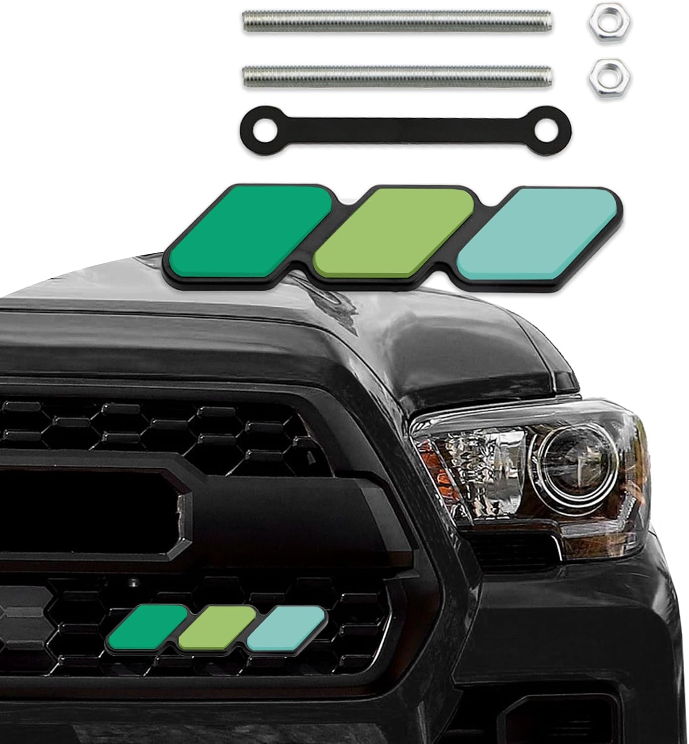 TRD 3-Color Upgrade Emblem, Grille Insert Trims, Tri-Color Badge Car Decoration Accessories Fit for Tacoma 4Runner Tundra Sequoia Rav4 Highlander (Yellow Orange Red)