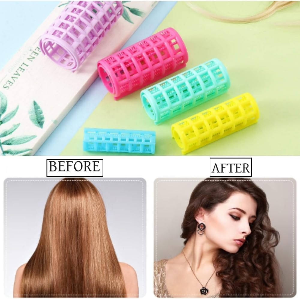 Fabselection Hair Roller Plastic Hair Roller No Heat Curlers Clips,Plastic Hair Rollers Curlers,Plastic Hair Rollers Curlers Snap on Rollers Self Grip Rollers,Hair Rollers Curlers image number 4