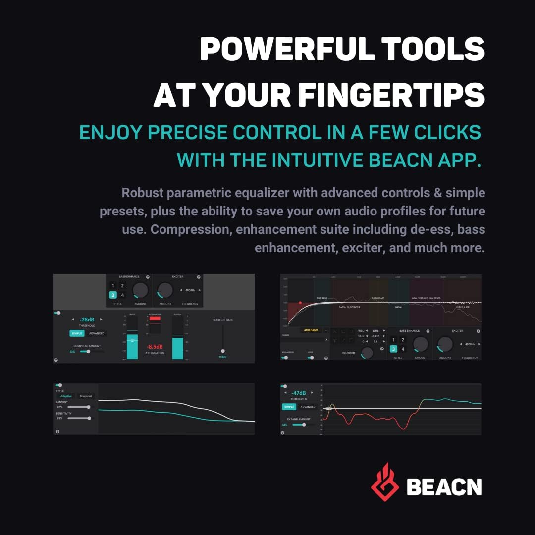 BEACN Dark Dynamic USB Mic for PC - Professional Microphone for Podcast, Gaming, Streaming - Studio-Quality Desk Mic for Youtube, Twitch, and Recording. Microphone for PC, Gaming & Streaming image number 5