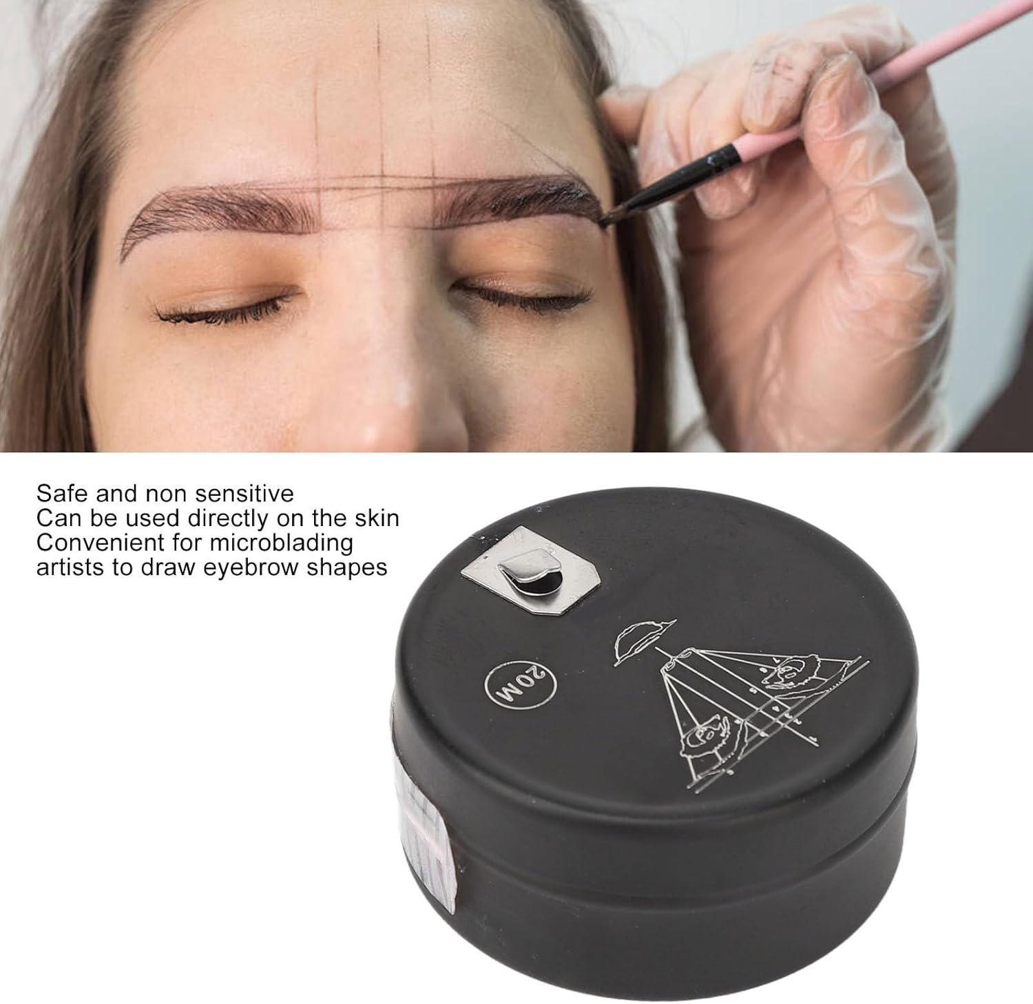 Brow Mapping String, Makeup Mild Microblading Mapping String Pre Inked 65.6Ft for Beautician for Beauty Salon (White) image number 6