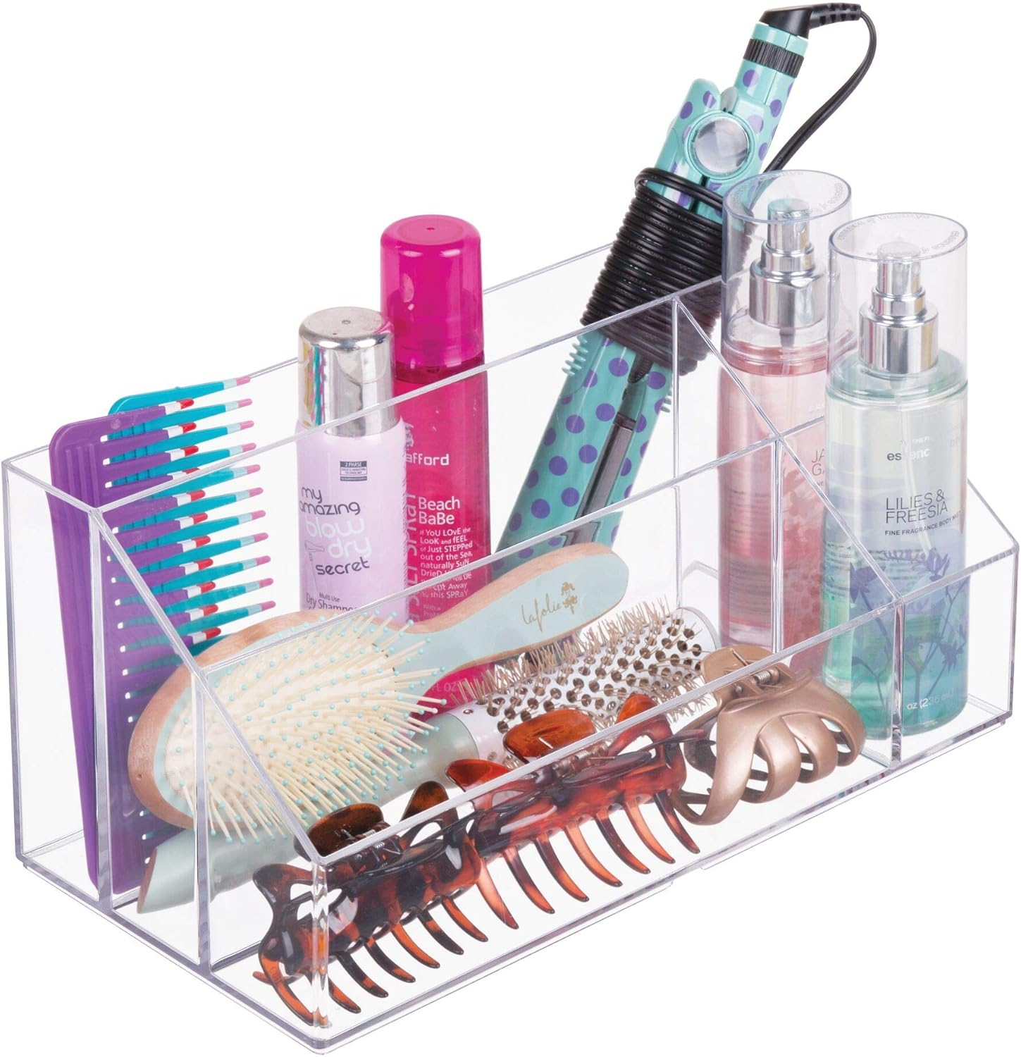 Interdesign Clarity Cosmetic Palette Organizer for Vanity or Cabinet to Hold Makeup; Nail Polish; Cosmetic Accessories - 5 Compartments; Clear (41270) image number 2