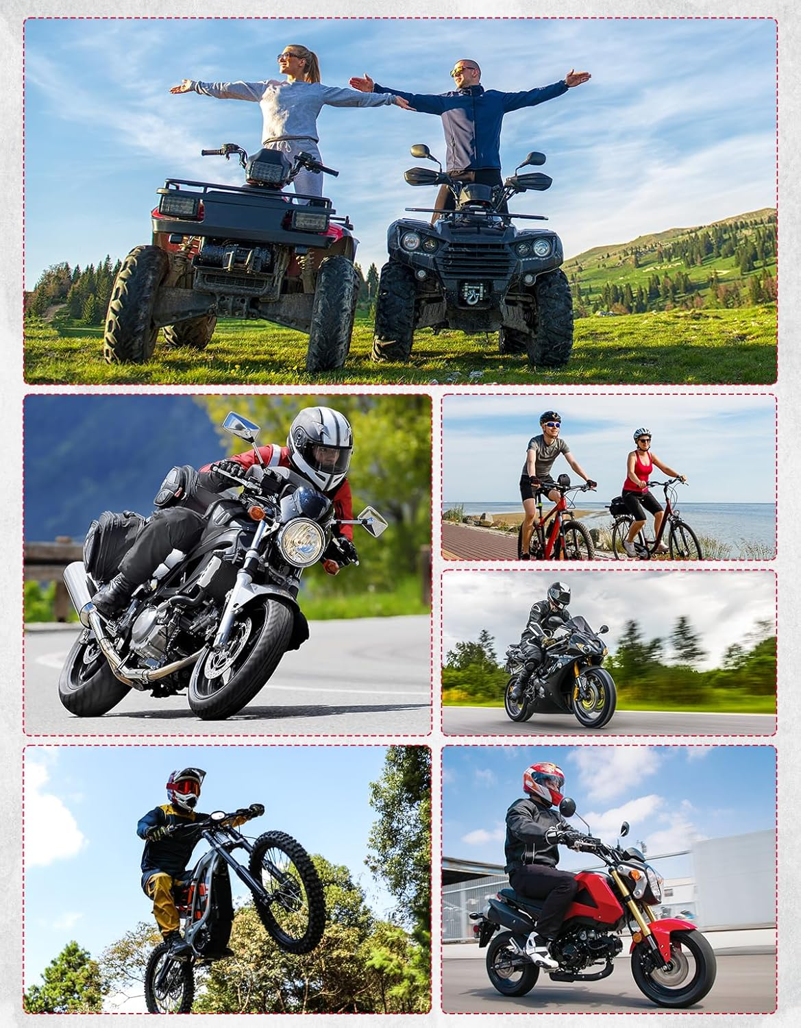 KEMIMOTO Motorcycle Side Mirrors M8 M10 Bolt Handlebar Mount Adjustment Universal Adventure Rearview Mirrors Convex Foldable 360 Degrees Compatible with ATV Scooter Dirt Bike image number 1