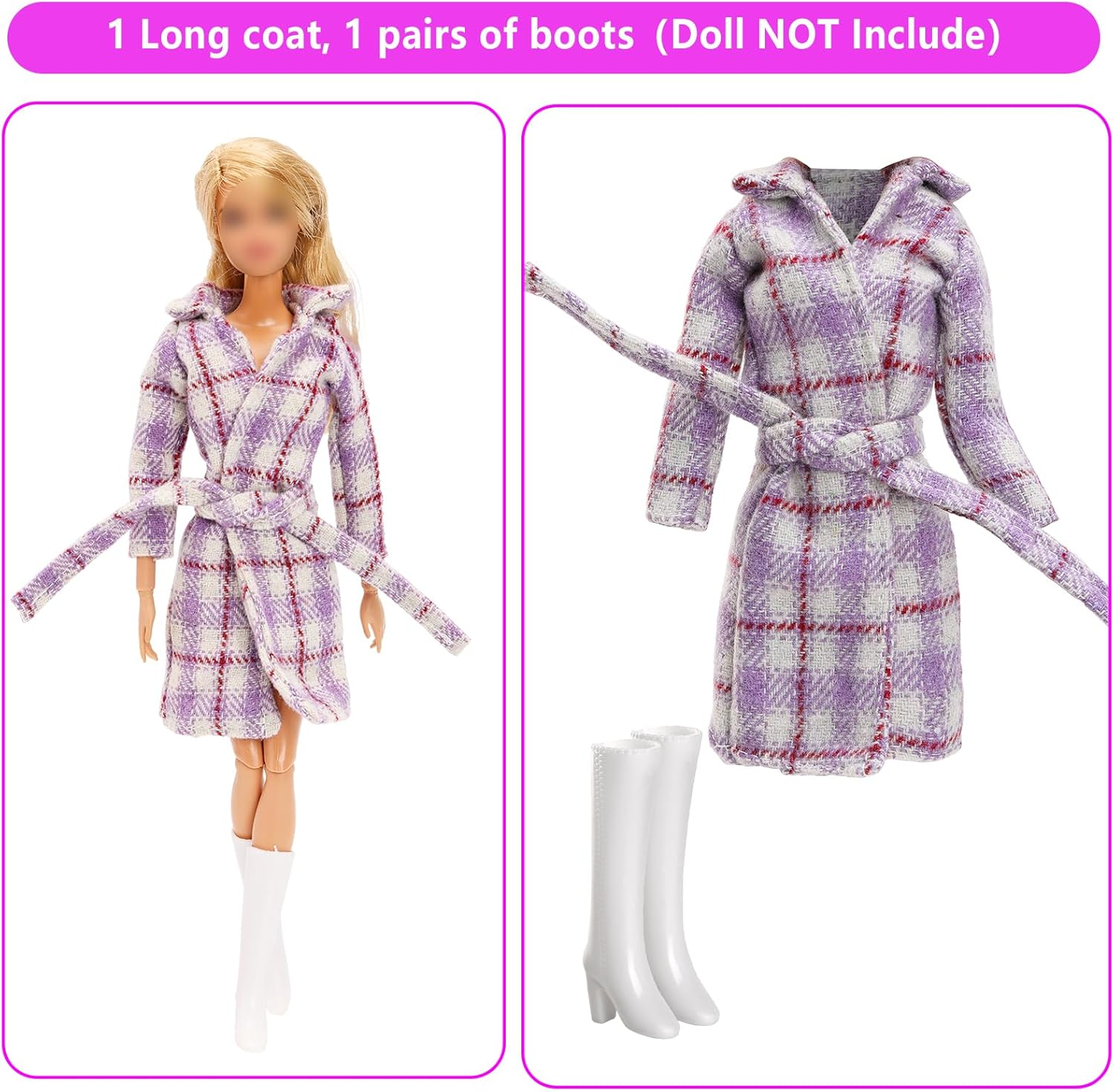 Barwa 13 Pcs Doll Winter Clothes and Accessories - 3 Set Doll Winter Coat Clothes, 2 Pairs of Shoes and 8 Pcs Skiing Accessories for 11.5 Inch Girl Doll Winter Playset image number 6