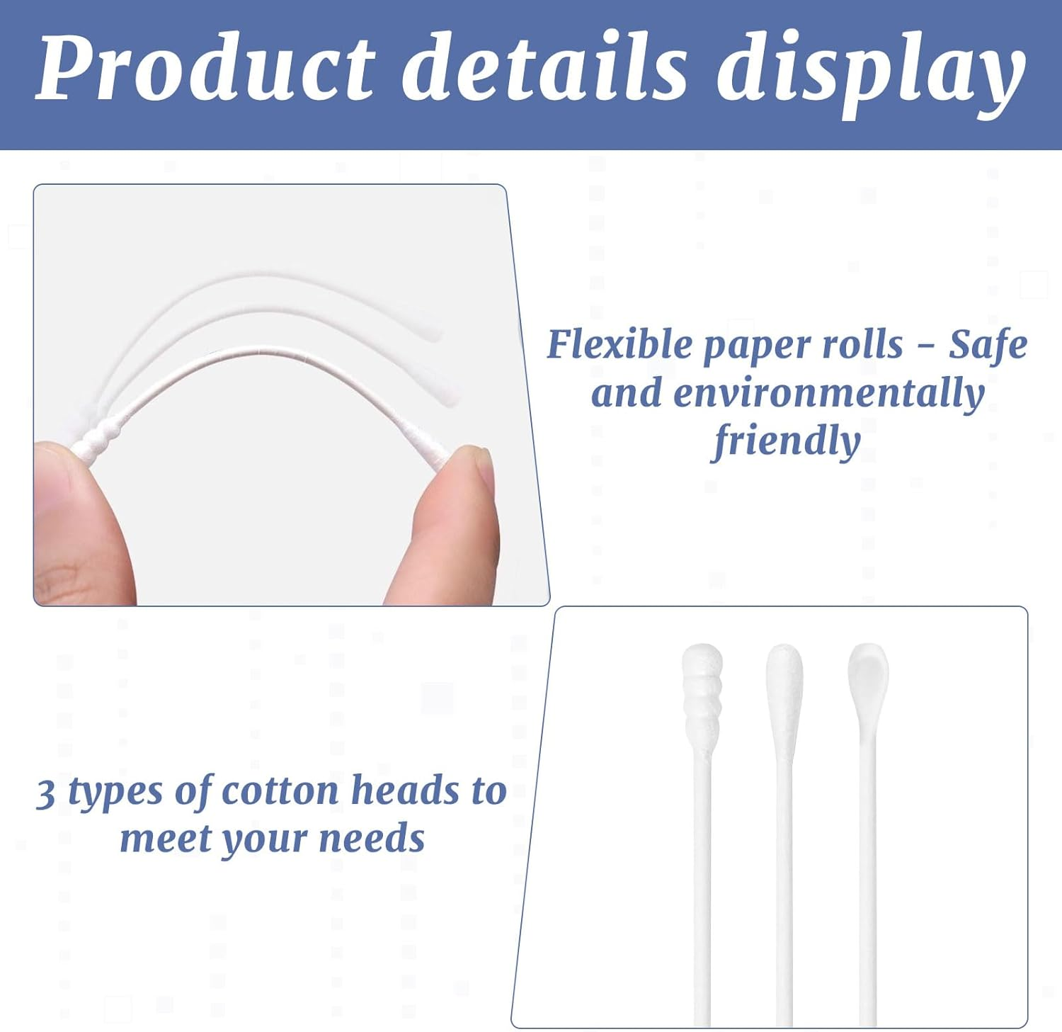 Baby Cotton Buds, 400Pcs Premium Cotton Tips, Dual Head Cotton Swabs, 200Pcs Ear Spoons and 200Pcs Water Drop Tips Baby Buds, Kids Safety Swabs, Ideal for Ear Cleaning, Makeup, Beauty Care image number 6