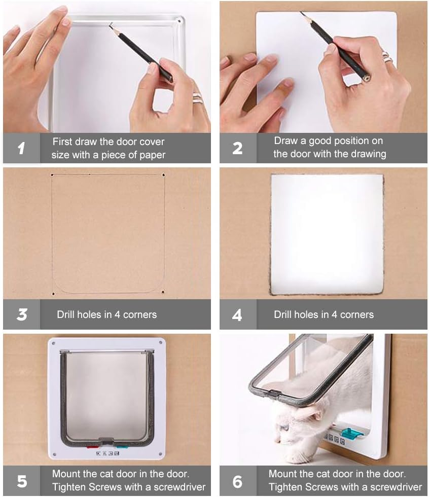 Sailnovo Cat Flap Dog Flap Size S 4 Way Magnetic Closure for Cats and Small Dogs - Dog Door Cat Door Pet Flap White image number 2