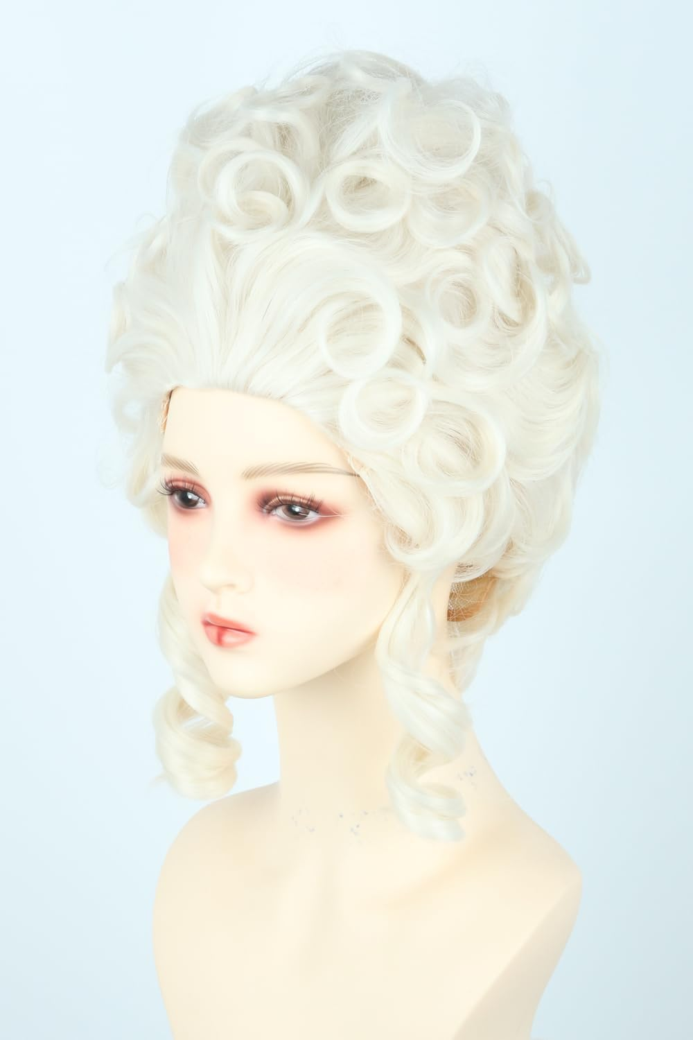 Beige 18Th Century Queen Wig Honeycomb Wig Curly Retro Wigs Halloween Cosplay Costume Wigs image number 3