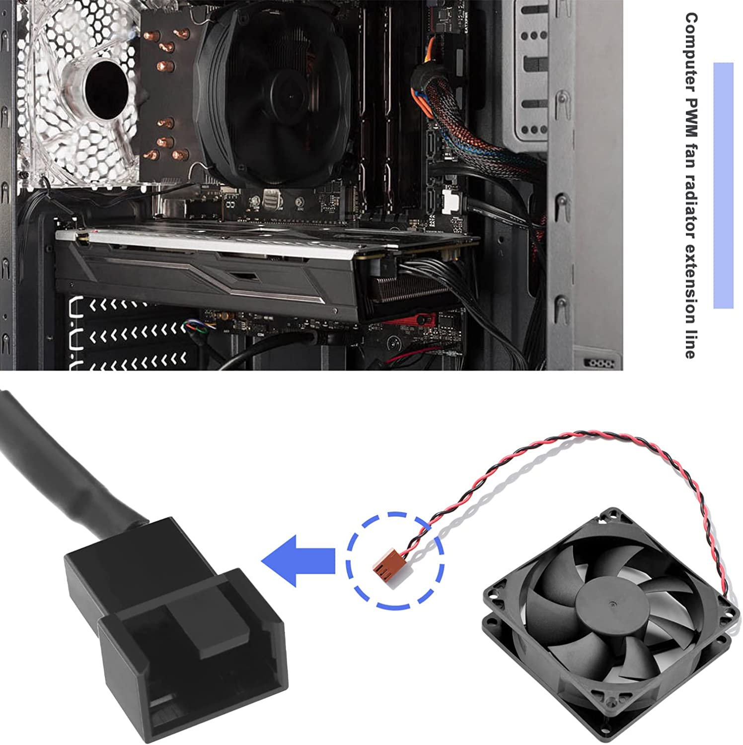 Emagtech 5 in 1 4-Pin Molex to 5 X 3-Pin / 4-Pin PC Chassis Fan Separator PC Chassis Fan Separator Y Power Adapter Cable Compatible with 3 or 4 Pin Fans image number 5
