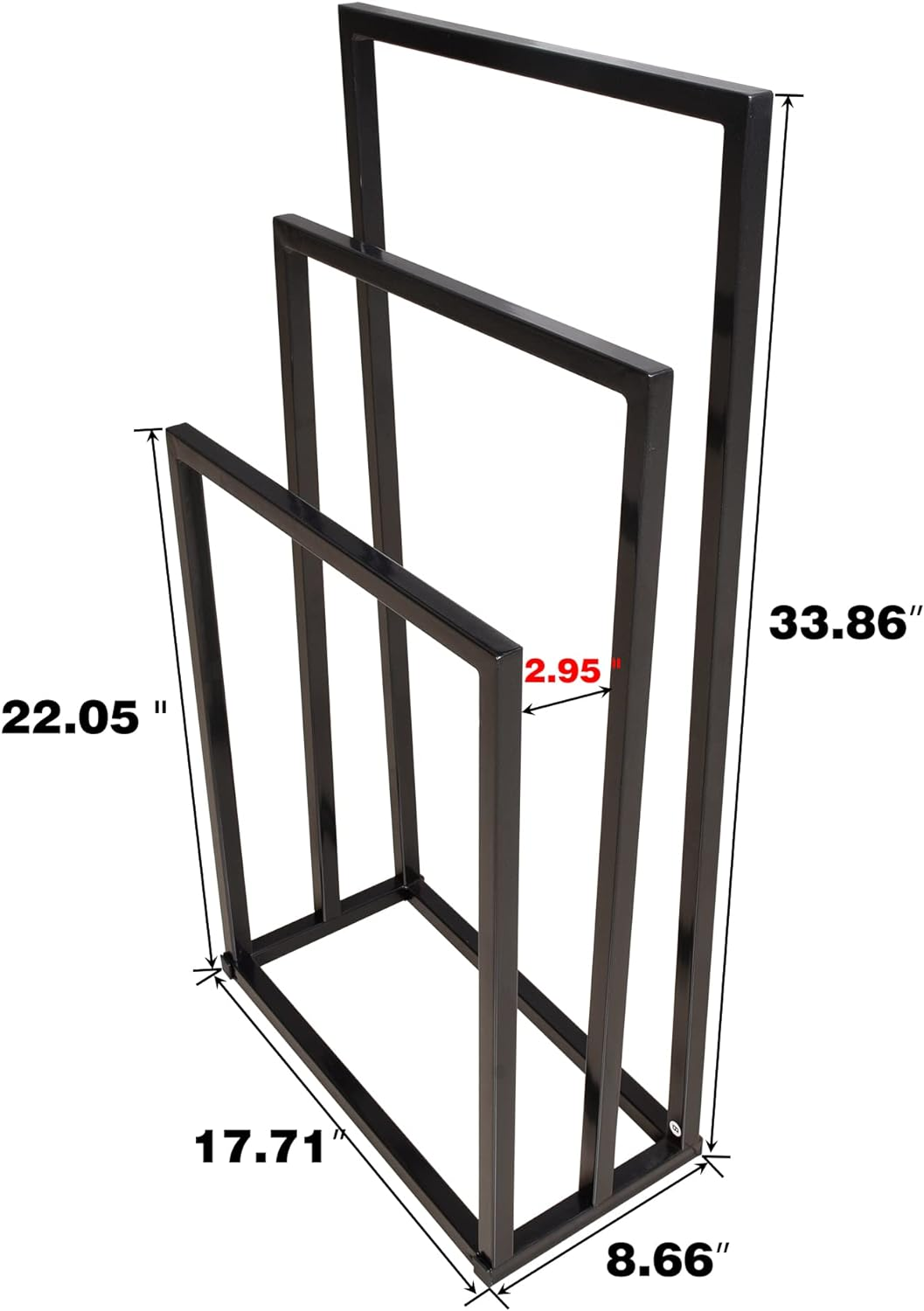 3 Tiers Freestanding Towel Racks for Bathroom, Metal Towel Rack Standing Towel Holder Drying Hand Towel Stand Holder, Black image number 5