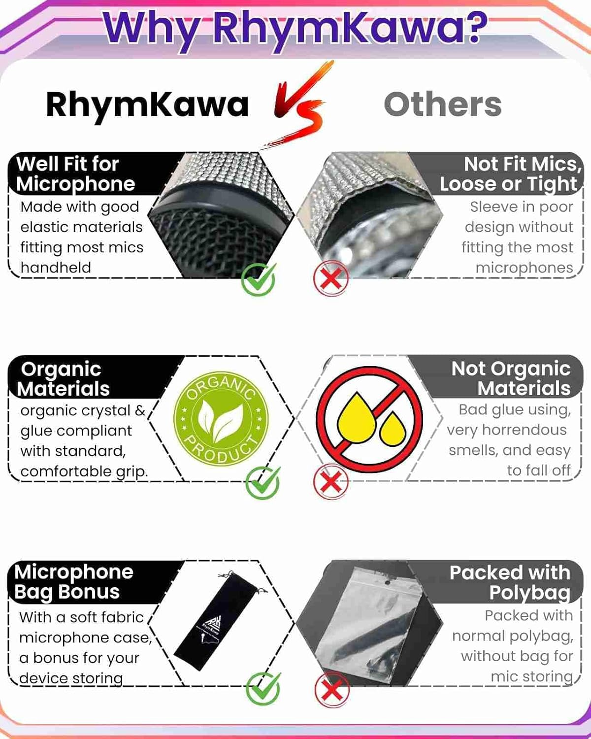 Rhinestone Microphone Sleeve for Shuer Wireless Mic SM58, Beta58A, Beta87A, SM86, PG58 Handle Cover Replacement, Royal Blue Bling on Party, Tours, TV Shows (Mic NOT Included) image number 4