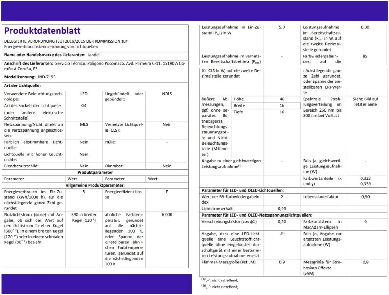 Jandei Pack of 5 12V DC G4 5W LED Bulbs Cool White 6000K 400 Lumens (Equivalent to 35-40W Halogen) 12Mm &Oslash; 46Mm Total Length with Pins IP20 Rated image number 2