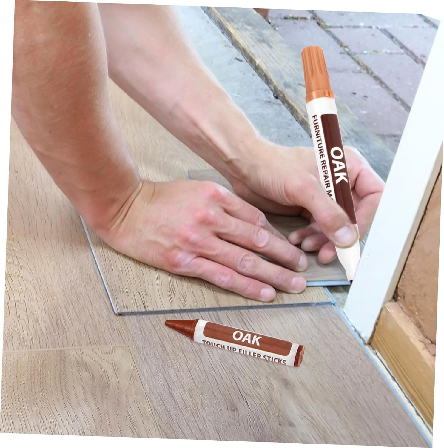 Wood Furniture Scratch Repair -Up Markers for Floor Doors Wood Stains Pencils for Home Restoration image number 4