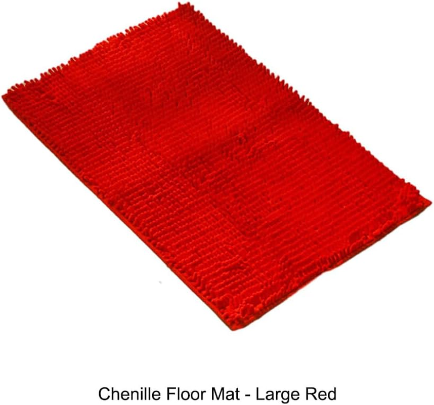 WUISOLQP Strong Water Absorption for Bathroom - Chenille Bath Rug Soft Texture Polyester Absorbent Floor Mat Bath Mat Bedroom, Red, 40Cm*60Cm image number 2