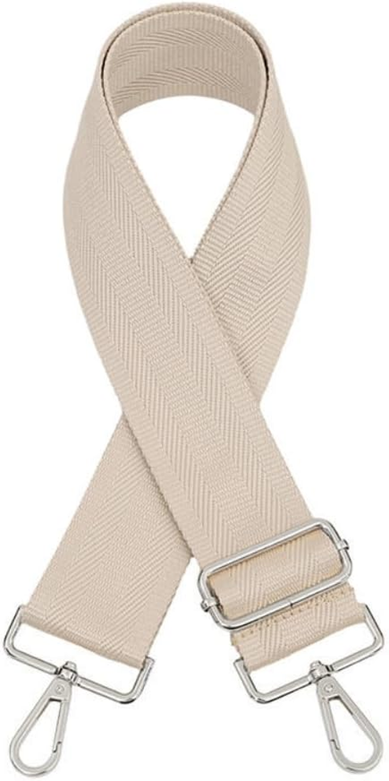 Blausky Adjustable Handbag Shoulder Strap, 75-130 Cm, Width 5 Cm, with Silver Carabiner, Replacement Strap for Women Shoulder Bag, Beige image number 4