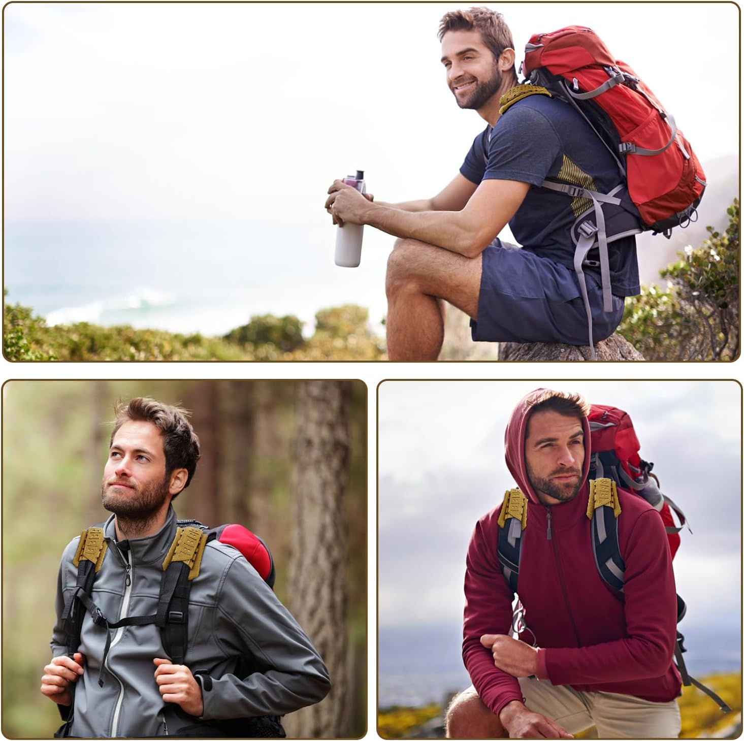 2Pcs Shoulder Strap Pads, 1000D Nylon Plate Carrier Shoulder Pads for Bag Strap Breathable Soft Shoulder Strap Cushion for Molle Vest Outdoor Backpack (Camel) image number 6