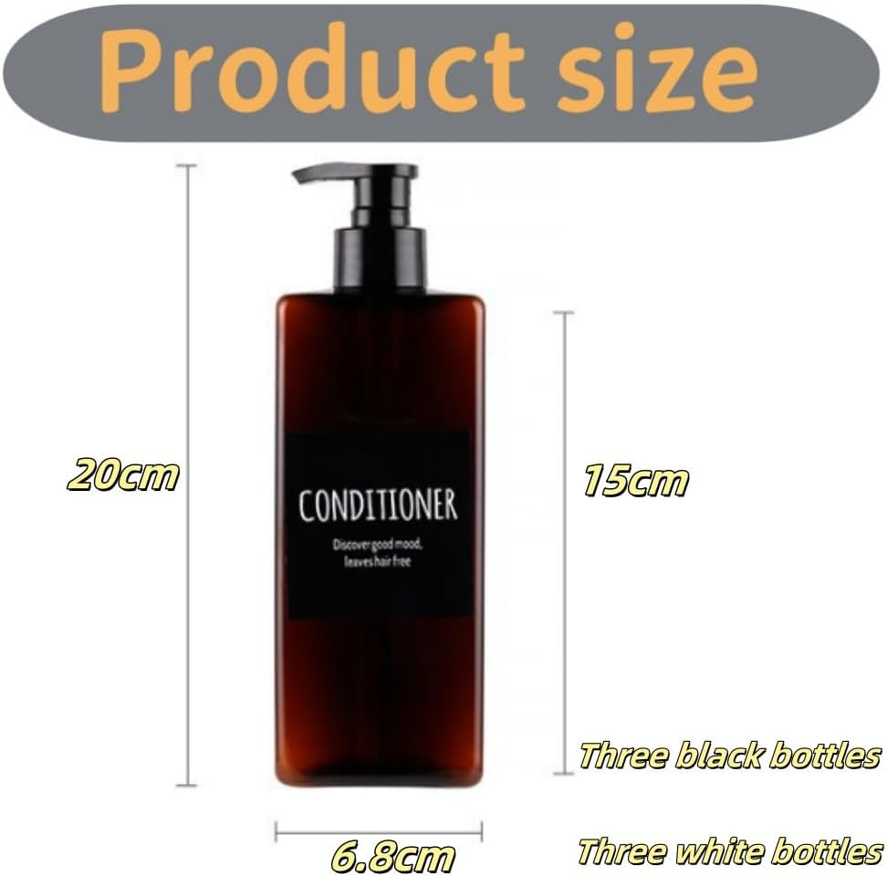 DACUAN Hand Soap Dispenser, 6 Pcs 500Ml Shampoo and Conditioner Bottles, Empty Pump Bottle Dispenser, Bathroom Soap Dispenser Set with Printed Labels image number 4