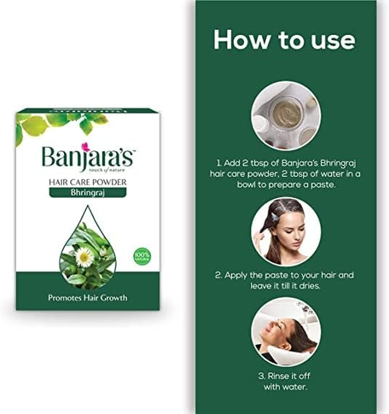 Banjara'S Bhringraj Powder for Hair, 300 G | Hair Mask for Hair Spa & Growth | No Harmful Chemicals, No Preservatives, No Pesticides(300G (3N X 100G))