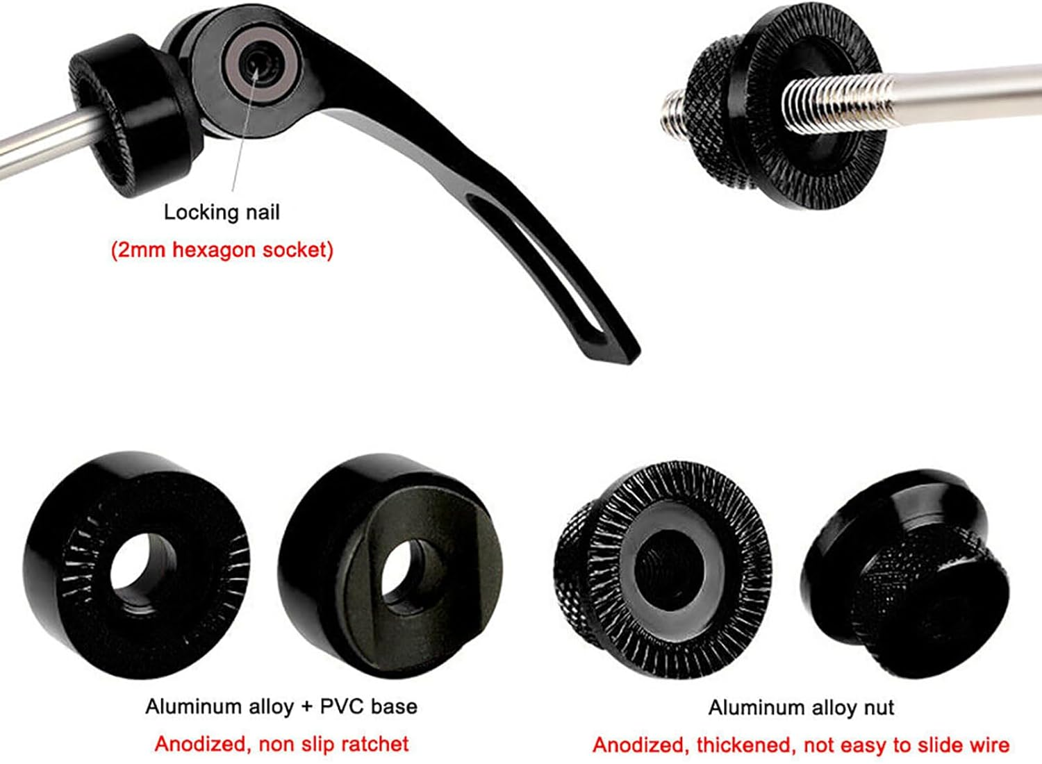 Aluminium Alloy Mountain Road Bike Bicycle Wheel Hub Quick Release Skewers image number 1