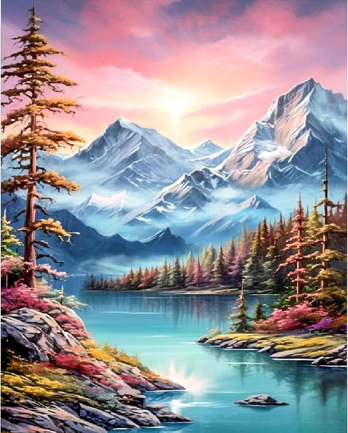 Ycydilirab Mountain Paint by Numbers for Adults - Landscape, 16X20Inch, Acrylic Canvas, Non-Foldable