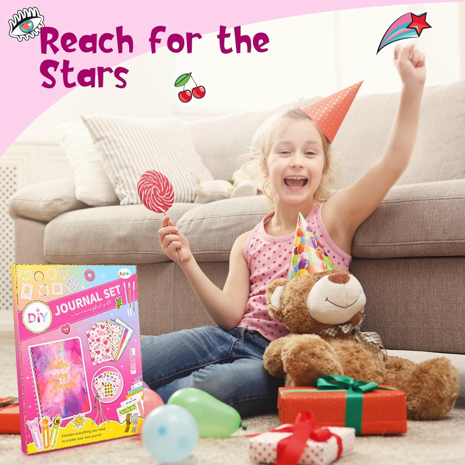 DIY Journal Kit for Girls - Journaling Toys Set for Teen Kids, Art Crafts Scrapbook Diary Supplies Set, Ideal Gifts for 8 9 10 11 12 13 14 Year Old Girls image number 6